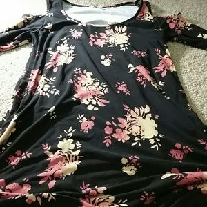 Black and floral dress with cold shoulders